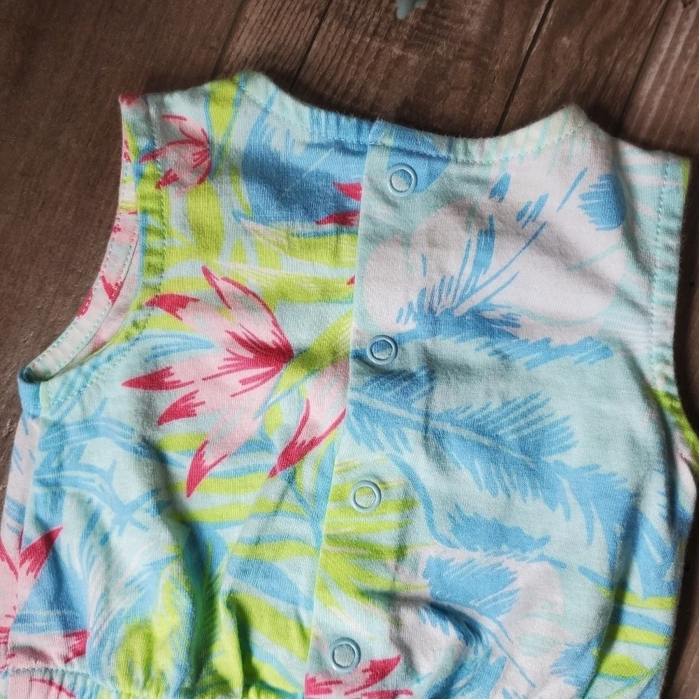 Carter's Blue Tropical Floral Romper Baby Girl Size 3 Months NWOT